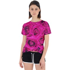 Pink-flowers-roses-background Open Back Sport Tee