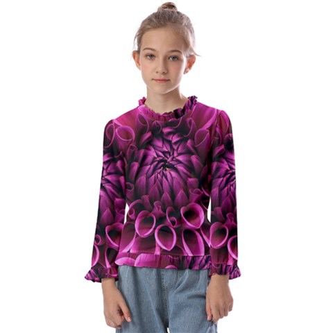 Dahlia-flower-purple-dahlia-petals Kids  Frill Detail Tee by Sapixe