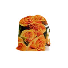 Roses-flowers-orange-roses Drawstring Pouch (Medium)