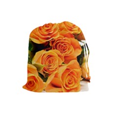 Roses-flowers-orange-roses Drawstring Pouch (large)