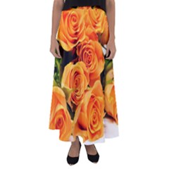 Roses-flowers-orange-roses Flared Maxi Skirt by Sapixe