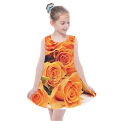 Roses-flowers-orange-roses Kids  Summer Dress by Sapixe