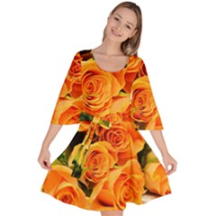 Roses-flowers-orange-roses Velour Kimono Dress