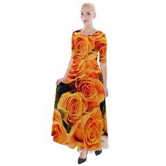 Roses-flowers-orange-roses Half Sleeves Maxi Dress by Sapixe