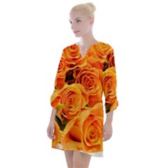 Roses-flowers-orange-roses Open Neck Shift Dress