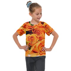 Roses-flowers-orange-roses Kids  Mesh Piece Tee