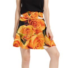 Roses-flowers-orange-roses Waistband Skirt