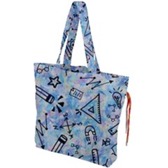 Science-education-doodle-background Drawstring Tote Bag by Sapixe