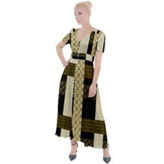 Art-stripes-pattern-design-lines Button Up Short Sleeve Maxi Dress