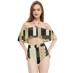 Art-stripes-pattern-design-lines Halter Flowy Bikini Set 