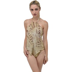 Music-melody-old-fashioned Go With The Flow One Piece Swimsuit by Sapixe