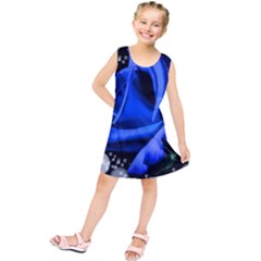 Blue-rose-rose-rose-bloom-blossom Kids  Tunic Dress