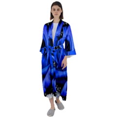 Blue-rose-rose-rose-bloom-blossom Maxi Satin Kimono