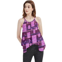 Squares-purple-stripes-texture Flowy Camisole Tank Top