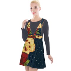 Flowers-vintage-floral Plunge Pinafore Velour Dress