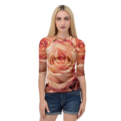 Roses-flowers-rose-bloom-petals Quarter Sleeve Raglan Tee by Sapixe