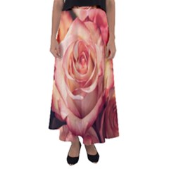 Roses-flowers-rose-bloom-petals Flared Maxi Skirt