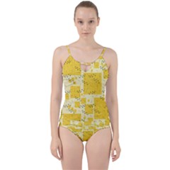 Party-confetti-yellow-squares Cut Out Top Tankini Set