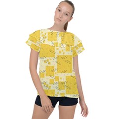 Party-confetti-yellow-squares Ruffle Collar Chiffon Blouse