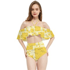 Party-confetti-yellow-squares Halter Flowy Bikini Set  by Sapixe