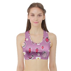 Juicy Strawberries Sports Bra With Border by SychEva