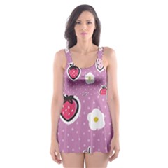 Juicy Strawberries Skater Dress Swimsuit by SychEva