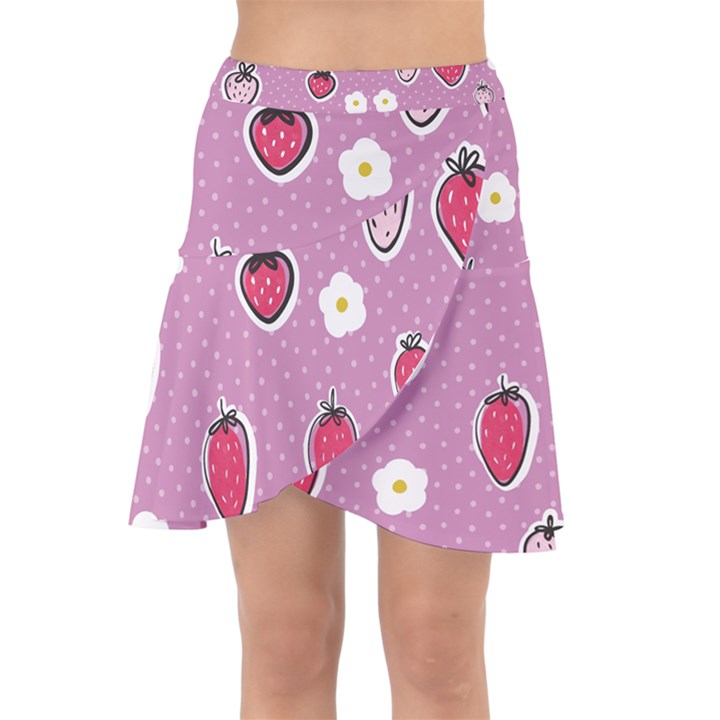 Juicy Strawberries Wrap Front Skirt