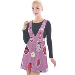 Juicy Strawberries Plunge Pinafore Velour Dress by SychEva