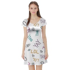 Doodle Pattern Short Sleeve Skater Dress