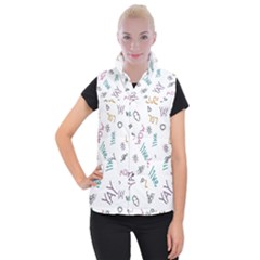 Doodle Pattern Women s Button Up Vest