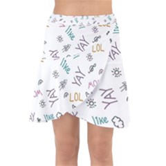 Doodle Pattern Wrap Front Skirt