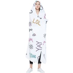 Doodle Pattern Wearable Blanket by Sapixe