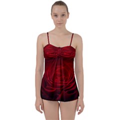 Rose-red-rose-red-flower-petals-waves-glow Babydoll Tankini Set