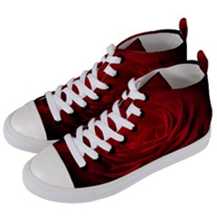 Rose-red-rose-red-flower-petals-waves-glow Women s Mid-top Canvas Sneakers