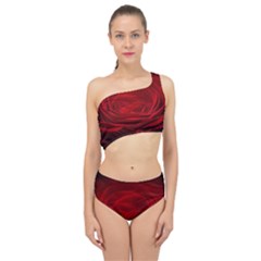 Rose-red-rose-red-flower-petals-waves-glow Spliced Up Two Piece Swimsuit by Sapixe