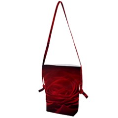 Rose-red-rose-red-flower-petals-waves-glow Folding Shoulder Bag by Sapixe