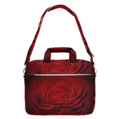 Rose-red-rose-red-flower-petals-waves-glow Macbook Pro Shoulder Laptop Bag (large) by Sapixe