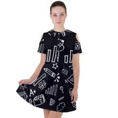 Knowledge-drawing-education-science Short Sleeve Shoulder Cut Out Dress  by Sapixe