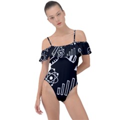 Knowledge-drawing-education-science Frill Detail One Piece Swimsuit