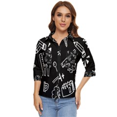 Knowledge-drawing-education-science Women s Quarter Sleeve Pocket Shirt