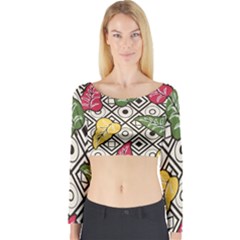 Leaves Foliage Batik Seamless Long Sleeve Crop Top