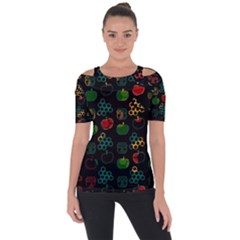 Apples Honey Honeycombs Pattern Shoulder Cut Out Short Sleeve Top by Sapixe