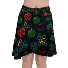 Apples Honey Honeycombs Pattern Chiffon Wrap Front Skirt