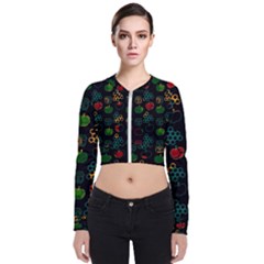 Apples Honey Honeycombs Pattern Long Sleeve Zip Up Bomber Jacket