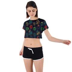 Apples Honey Honeycombs Pattern Tie Back Short Sleeve Crop Tee by Sapixe