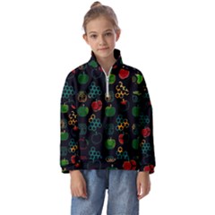 Apples Honey Honeycombs Pattern Kids  Half Zip Hoodie