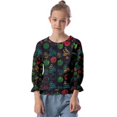 Apples Honey Honeycombs Pattern Kids  Cuff Sleeve Top