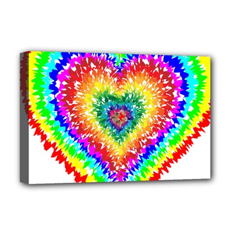 Tie Dye Heart Colorful Prismatic Deluxe Canvas 18  X 12  (stretched)