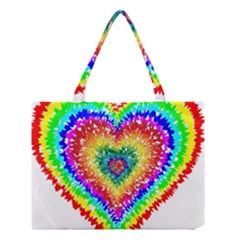 Tie Dye Heart Colorful Prismatic Medium Tote Bag by Sapixe
