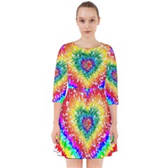 Tie Dye Heart Colorful Prismatic Smock Dress